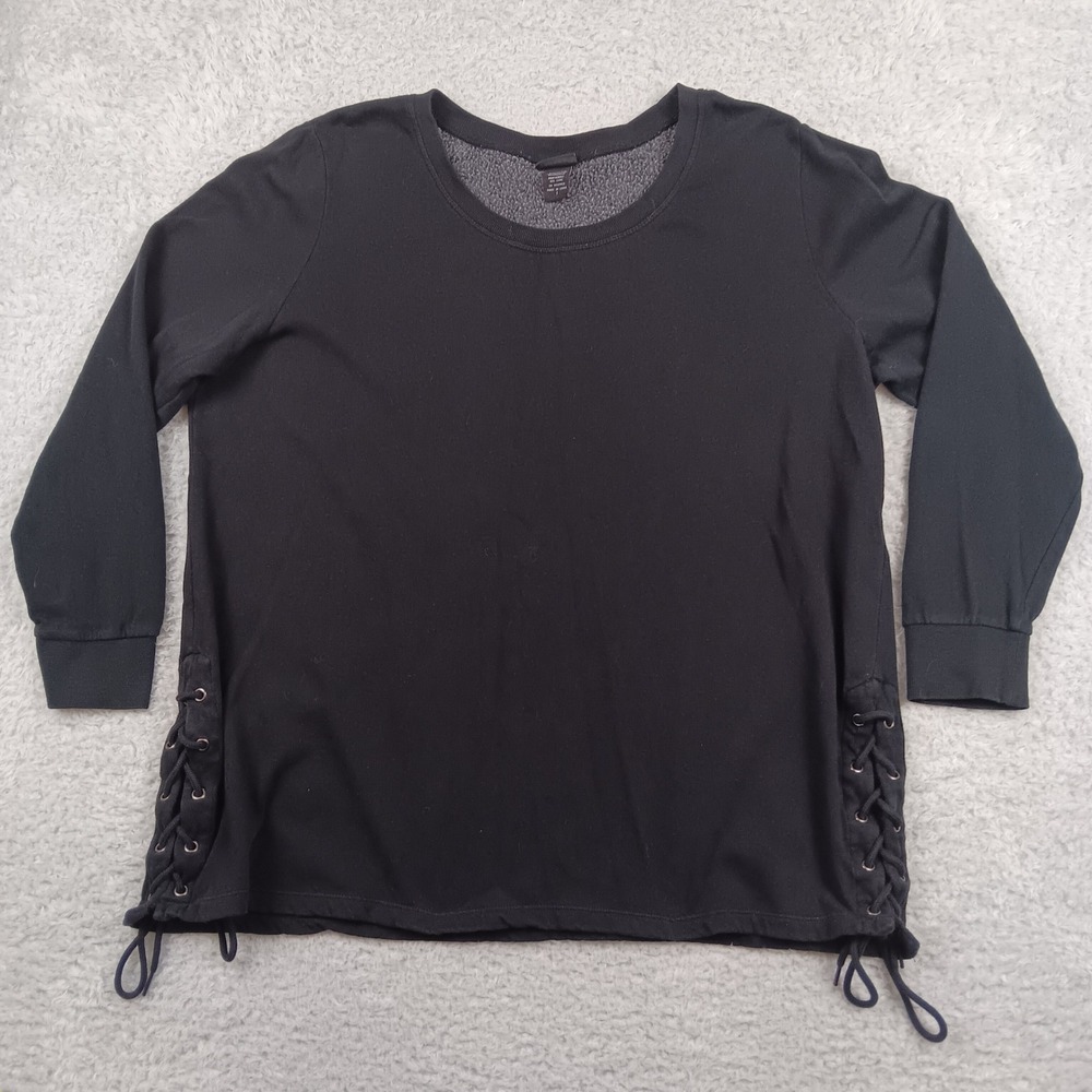 Torrid Sweatshirt Lace Up Side Woman 1 Black Fleece Long Sleeve 11046837